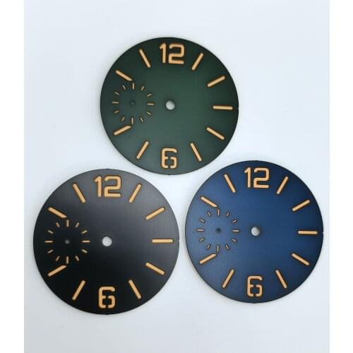 38.5MM Watch Dial Green Luminous Fit Sesgulll ST36 ETA 6497 Manual Mechanical Movement