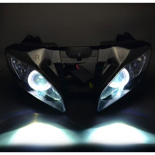 Motorcycle Headlight Assembly HID White Angel Eyes Blue Demon Eyes For Yamaha YZF-R6 2008 2009 2010 2011 2012 2013 2014 2015