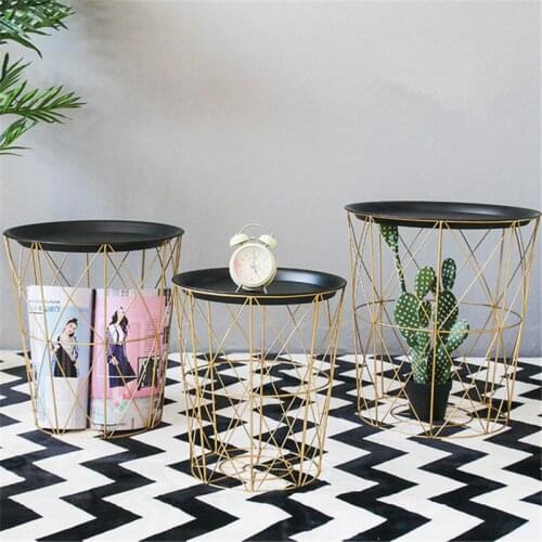 Coffee table desk Iron Art Storage Basket Kitchen Bedroom Sundries Snacks Organizer home office metal storage basket revistero