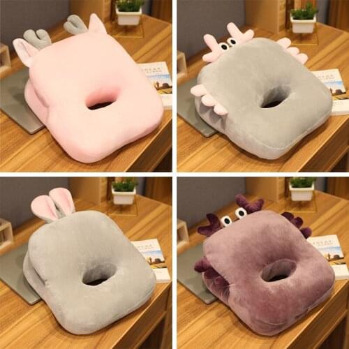 Cute Cartoon Plush Nap Pillow Portable Travel Office Driving Neck Supporter with Head Rest Soft Home Cushion Relax Hole