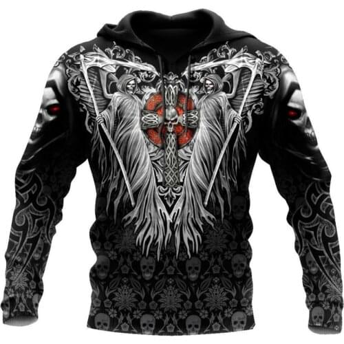Fashion hoodie Skulls On The Cross Tattoo 3D All Over Printed Unisex Deluxe zipper Hoodie Sweatshirt Casual Jacket Pullover