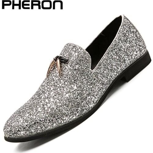 Italian Fashion Glitter Loafers Men New Arrival 2020 Coiffeur Wedding Dress Formal Shoes Men Elegant Party Shoes Men Classic