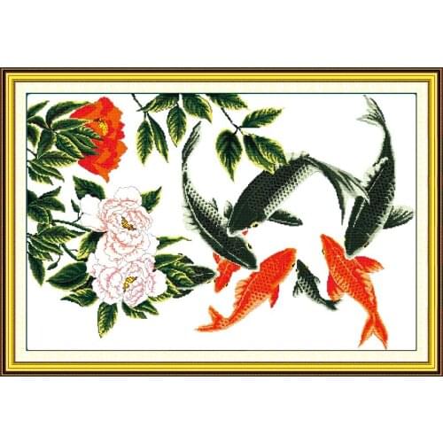 Seven fishes announce good news cross stitch kit cartoon canvas stitching embroidery DIY handmade needlework