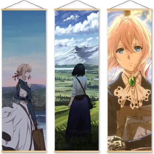 Wall Art Canvas Violet Evergarden Pictures Painting Print Poster Solid Wood Hanging Scrolls Popular Japan Anime Home Decoration