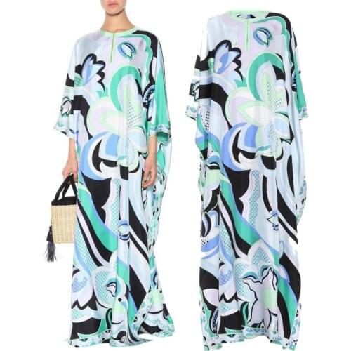 New Womens Bohemian, Extended Fashion Printed Stretch Knitted Dress long Dress
