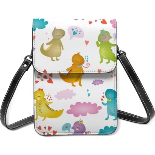 New 2021 Women Messenger Shoulder Straps Bag Cute Dinosaur Card Holders Cell phone Pocket Handbag Ladies Phone Purse