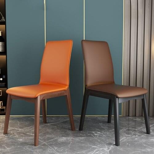 Dining chair modern simple household light luxury Nordic style hotel restaurant back chair small family soft bag solid wood chai