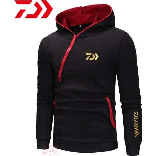 Daiwa Autumn Hooded Fishing Clothes Mens Outdoor Breathable Running Hoodie Fashion Zipper Hooded Sweater Sports Fishing Clothes