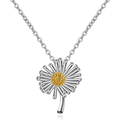 Trendy Silver 925 Sterling Necklace For Women Jewelry Cute Daisy Flower Pendant Necklace Women Bride Wedding Party Accessories