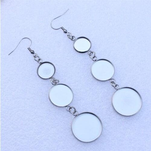 Fit: 12mm 16mm 20mm Cabochons Stainless steel Earring Round Blank Setting Bezel Blank Cabochon Earring Base DIY Gift 10 Pcs/lot