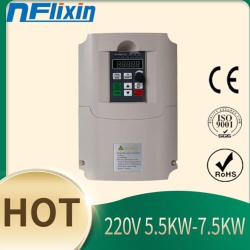 220V 5.5KW VFD Inverters Converters, Variable Frequency Driver Single Phase to 3 Phase, Universal Converter Inverter for Motor S