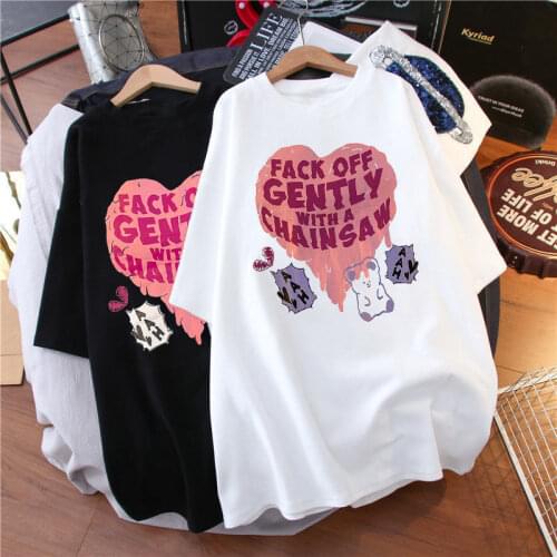 Plus Size Womens Spring/summer 2021 New Love Printed Round Neck Short-sleeved T-shirt Loose Top Harajuku T Shirt for Women