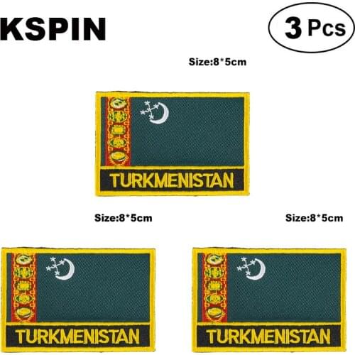 Turkmenistan Rectangular Shape Flag patches embroidered flag patches national flag patches for clothing DIY Decoration