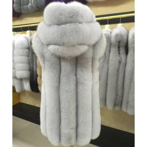 Womens genuine fur vest hooded 2019 new imported whole leather real natural fur outerwear coats thicker warmful clothing