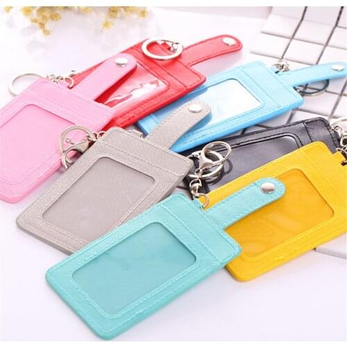 1pc Card Holder Portable Key Chain ID Bus Card Cover Bank Credit Cards Case Business Card Holder Desk School Office Supplies