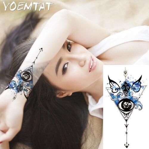 1PC devils Eye Hot Black White Large Flower Henna Temporary Tattoo Black Mehndi Style Waterproof Tattoo Sticker