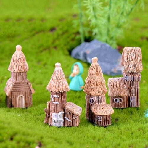 1 Pcs Mini Resin Wood House Miniature Decorative Figurines Micro Landscape Decoration Fairy Garden Bonsai Ornaments