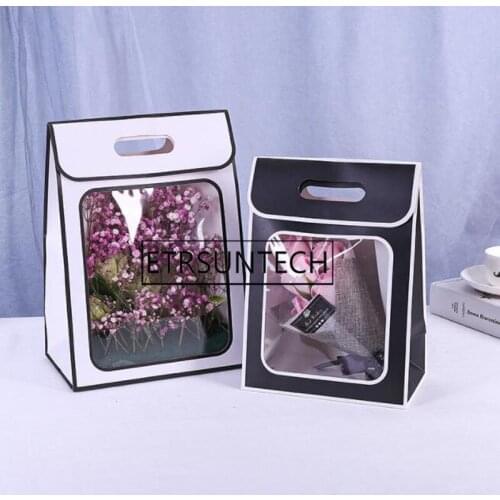 100pcs Visiable Paper Gift Bag With Clear Window For Gift Toy Cloth Accessories Packing Ins Creative Bags