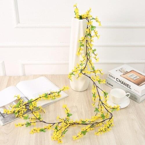 180cm Artificial Winter Jasmine Flower Rattan Fake Yellow Flowers Home Shop Decoration