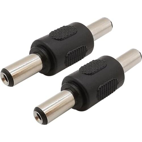 2Pcs 5.5x2.1mm DC Power Plug DC 5.5*2.1mm Male to Male Plug Conversion Head Adapter Connector