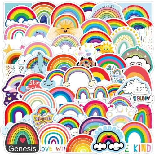 50PCS Rainbow Bridge Cartoon Stickers for Girl Children Toys Guitar Laptop Suitcase Phone Bike Waterproof Graffiti Sticker Decal
