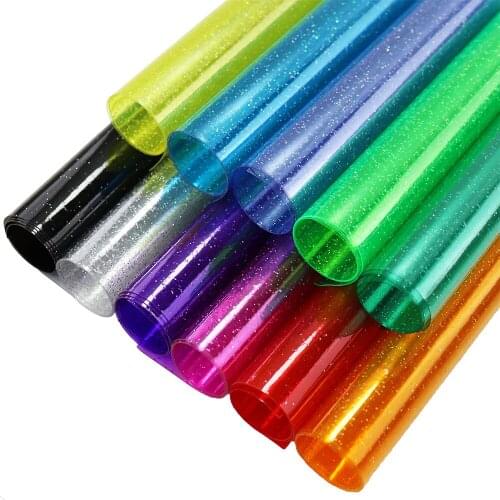 11PCS/Set A4 Sheet Glitter Power Transparent PVC Vinyl Fabric Leather For Bows Earring HandBag Bag DIY CN012