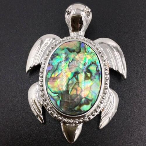 Free Shipping Women Fashion Jewelry 36x46mm Beautiful New Zealand Ablone Shell Turtle Pendant Bead 1Pcs MC6308