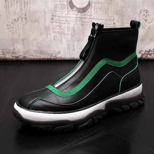 Stephoes Men Fashion Casual Ankle Boots Spring Autumn Luxury Designer Youth Trending Thick Bottom Front Zipper Sneakers