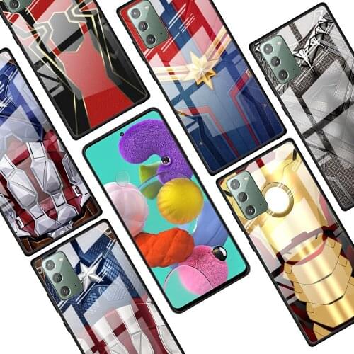 Avengers Hero Marvel for Samsung Galaxy Note 20 Ultra 10 Lite Plus 9 8 5G A70 A50 A40 A30 A20 Tempered Glass Phone Case