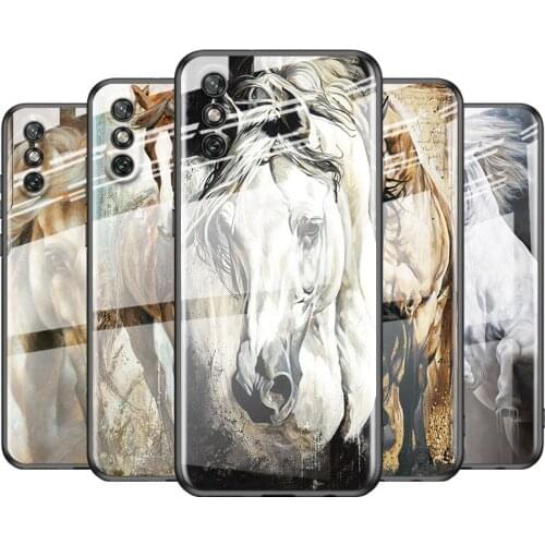 Tempered Glass Cover Running Beauty Horse For Huawei Y6 Y7 Y9 Y5P Y6P Y8S Y8P Y9A P Smart Z 2019 2020 2021 Phone Case