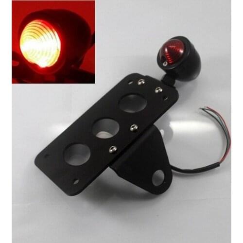 Black Bullet Running Brake Tail Light License Plate Bracket for Honda Kawasaki Suzuki Yamaha Harley Rat