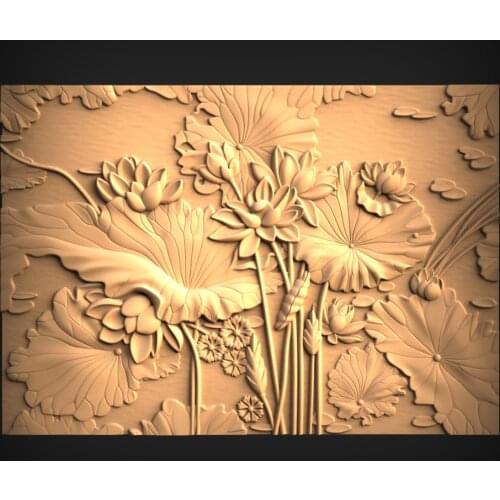 Lotus flower 3d model STL relief for CNC Router STL format Artcam Aspire Decorative panel “CNC file"