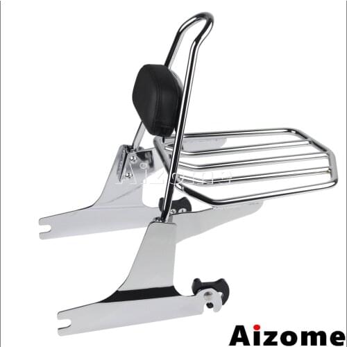 For Harley Softail Deluxe FLSTN Detachable Sissy Bar Backrest Luggage Rack 2006-2016 2017 Chrome