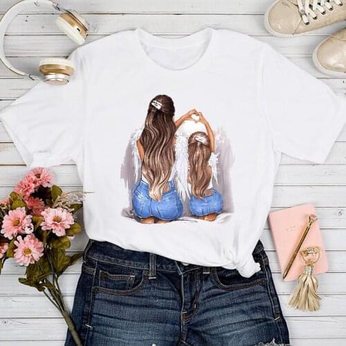 T-shirts Women Girl Sweet Time Cartoon Happy 90s Mom Mother Mama Love Tshirt Top Lady Stylish Sexy Print Clothes Tee T-Shirt