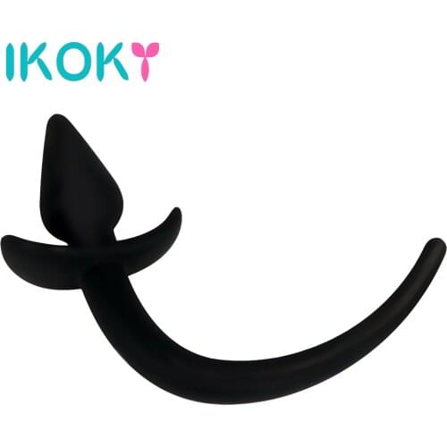 IKOKY Anal Plug Silicone Butt Plug Dog Slave Tail SM Anal Toys Prostate Massage Adult Sex Toys for Women Men