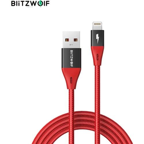 BlitzWolf BW-MF9 Pro 0.9m/3ft 2.4A Lightning to USB Cable With MFi Certified For iPhone Charger Cable Nylon Data Transfer Cord