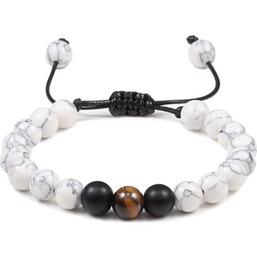 Classic Natural Stone Howlite Beads Bracelet Men Women Braided Distance Bracelets Bangles Handmade Yoga Jewelry Best Friend Gift