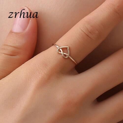 ZRHUA Fashion Vintage Gold Silver Color Heart Hollow Crown Shaped Resizable Rings For Women Party Wedding Ring Jewelry Bague