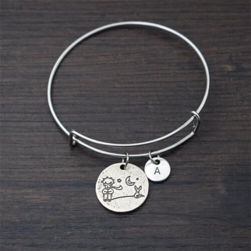 Lovely cute little prince and fox Rose Bracelet with Alphabet pendant Creative Fairy Tale jewlry Gift