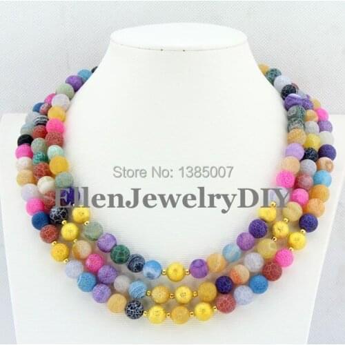 Multicolor 3 Rows Necklace Bridal Party Necklace Bridesmaid Gift Beads Jewelry W7201