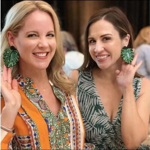 Fashion Women Earrings Vintage Rice Beads Tassel Earring Long Metal Leaf Earrings Jewelry Accessories Oorbellen Bijoux Ornaments