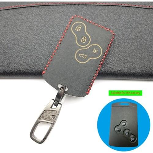 Fashion Style 100% Leather Key Case Cover For Renault Koleos Laguna 2 3 Megane 1 2 3 Sandero Scenic Captur Clio Duster Fluence