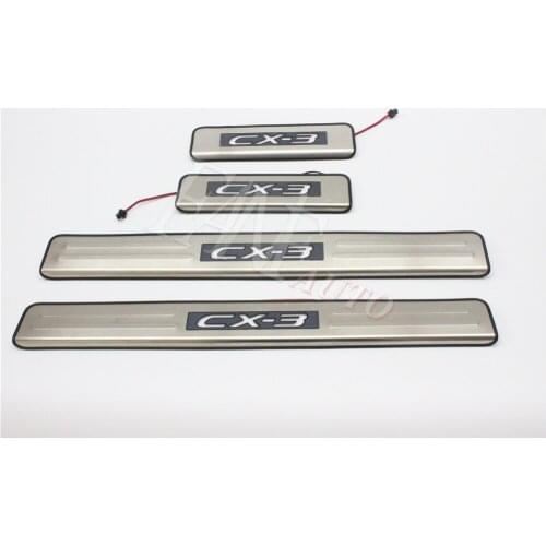 Stainless Steel Led Door Sill Scuff Plate Guard Sills Protector Trim For Mazda CX-3 CX3 2016-2019 A Style