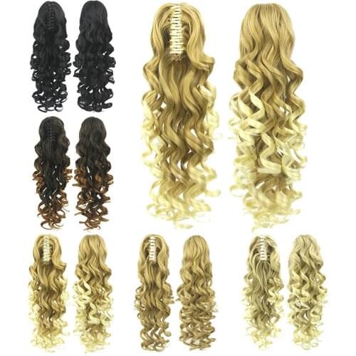 Gres Bouncy Curly Long Synthetic Hair Horse Tail 24inch/60cm Claw In Ombre Ponytails High Temperature Fiber Women 5 Color Tails