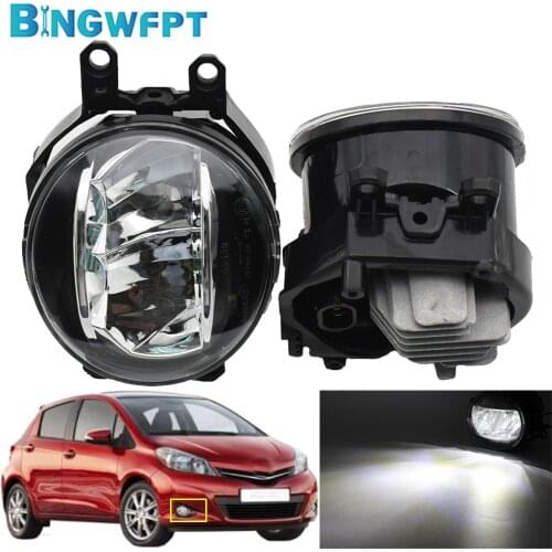Fog Lamp DRL For Toyota Yaris Hatchback 2006-2014 H11 12V Daytime Running Light Angel Eye Fog Light Aluminium