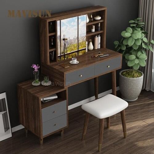 Nordic Light Luxury Dressing Table Modern Minimalist Small Apartment Dressing Table Storage Cabinet Bedroom Ins Furniture