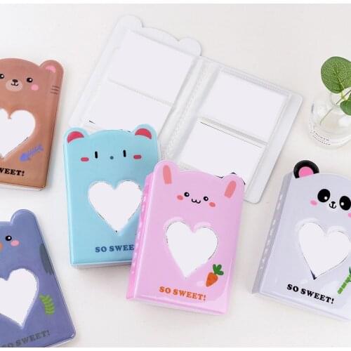 Cute 3inch Cartoon Photo Album 64 Pockets Plug-in Photocard Holder Mini Photo Albums Loving Hollow PP Albums Polaroid Film