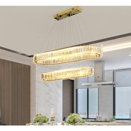Modern Dimmable LED Ring Lights Oval Indoor Lighting Crystal Chandeliers Luxury Fashion Chandelier Ceiling Pendant Lamp