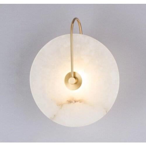 Modern round wall lamp Marble Lampshade LED natural stone lamp for Home art Decor Bedroom Gold bathroom wall light