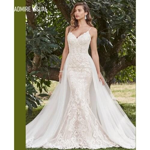 Wedding Dress Mermaid Sweetheart Neckline Spaghetti Straps 2 in 1 Marry With For Party Plus Size Bride Gown Vestidos De Novia